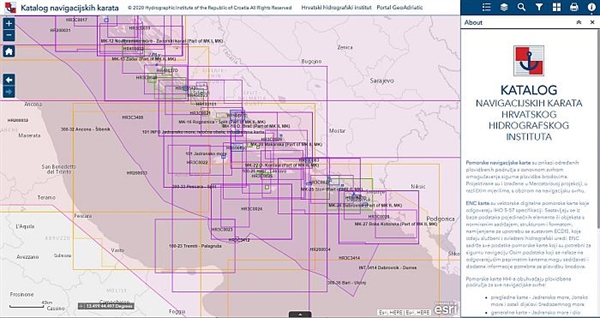 GIS catalogue of official Croatian navigation charts