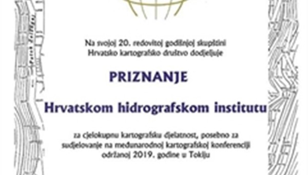 Hrvatski hidrografski institut dobio priznanje Hrvatskog kartografskog društva