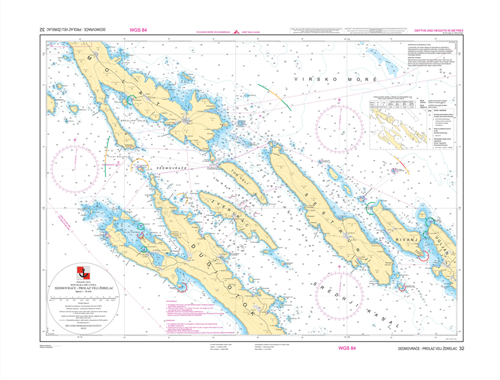 Novo izdanje ENC ćelije: HR400032 i nova službena pomorska papirnata karta br. 32 Sedmovraće-Prolaz Veli Ždrelac