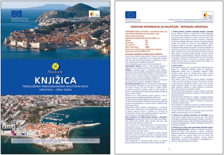 Izdavanje knjižice predloženih prekograničnih nautičkih ruta Hrvatska - Crna Gora
